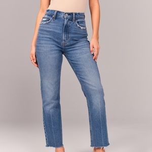Abercrombie Curve Love Ultra High Rise Ankle Straight Jeans.